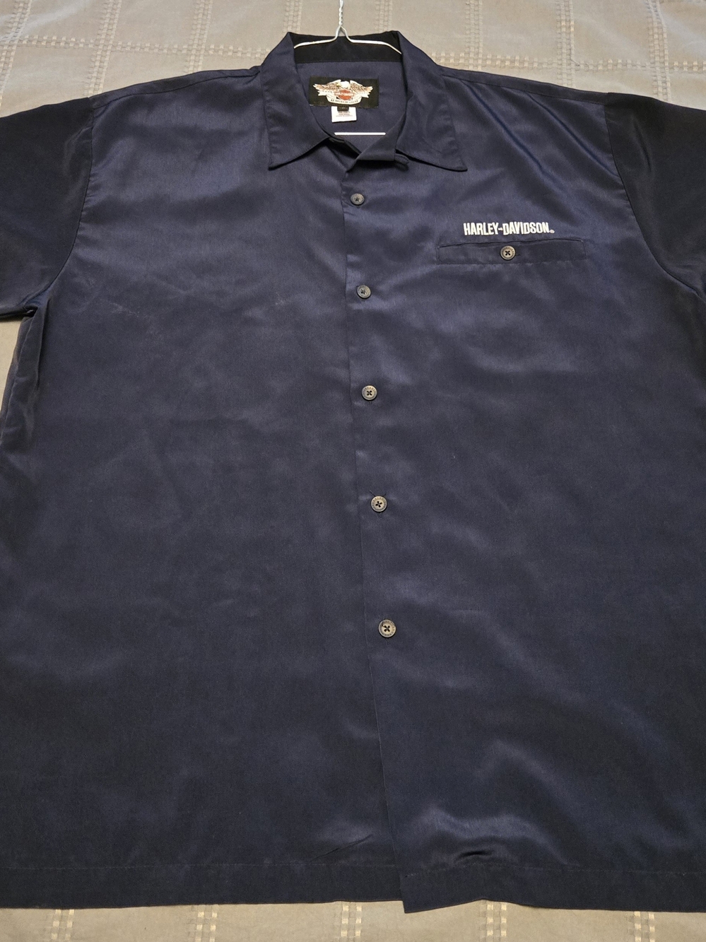 Harley-Davidson Navy Short-Sleeve Button-Down Shirt with Chest Logo